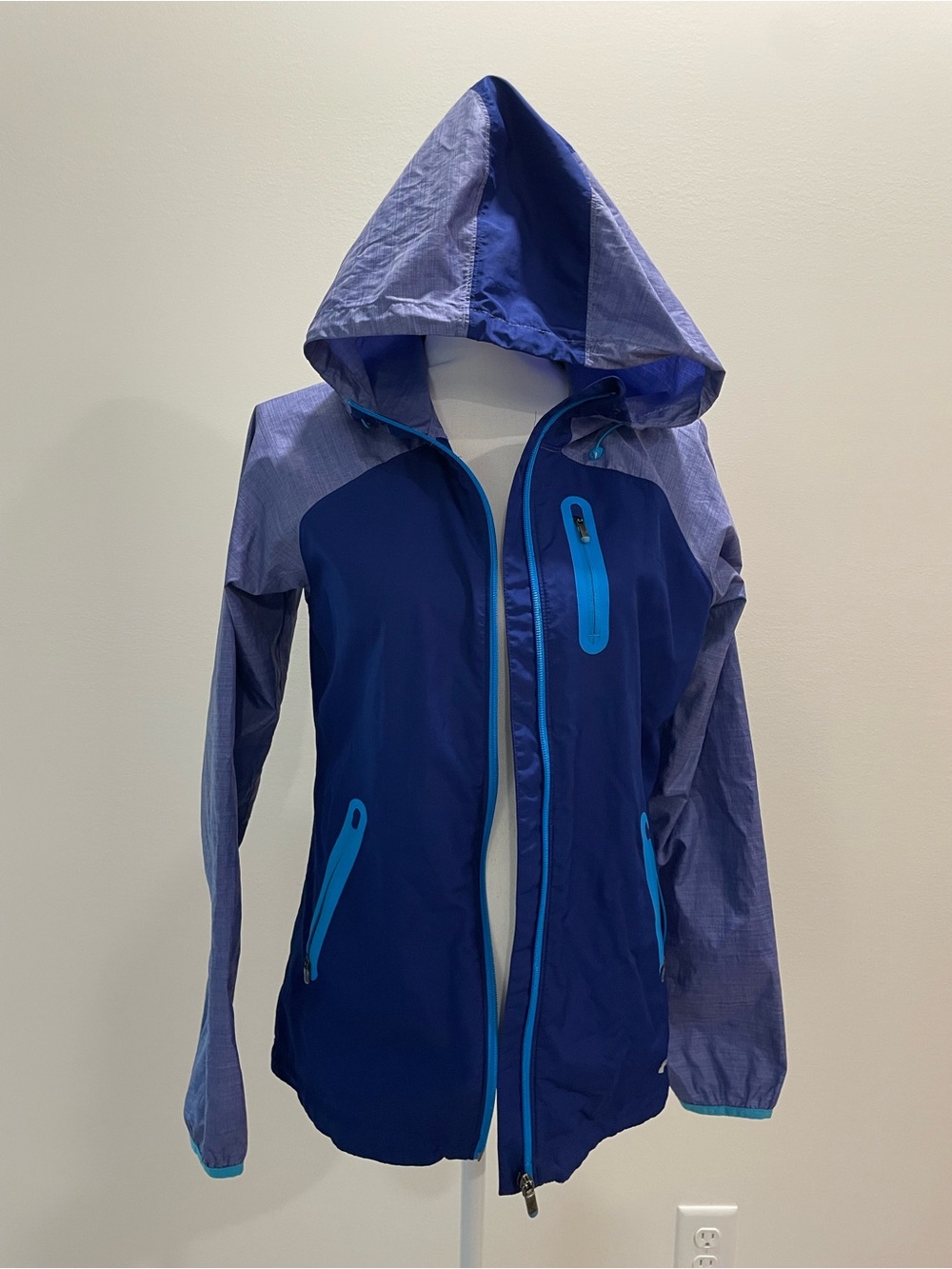 Under Armour Two-Tone Blue Hooded Rain Jacket